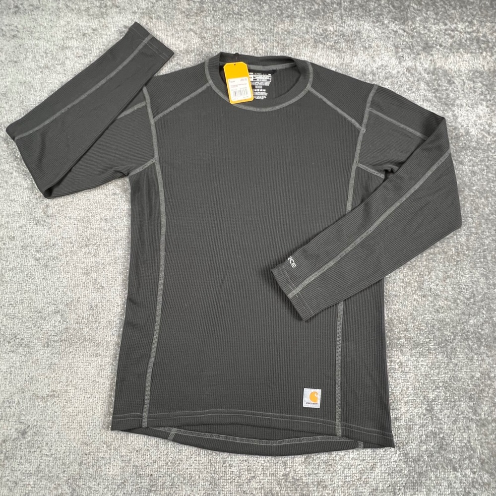 Carhartt Force Midweight Waffle Base Layer Crewneck Top Work Gray Mens Small NWT